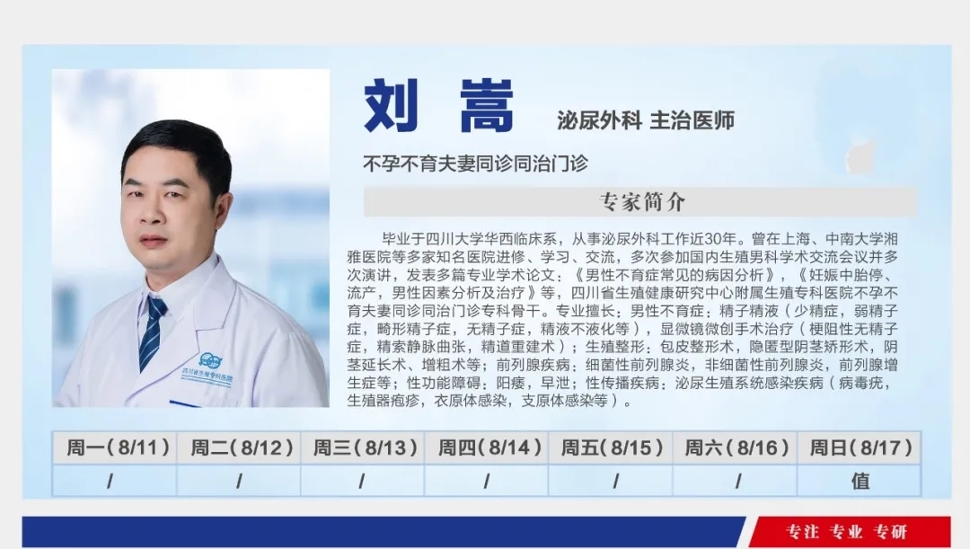 江西省生殖专科医院男科刘嵩医生